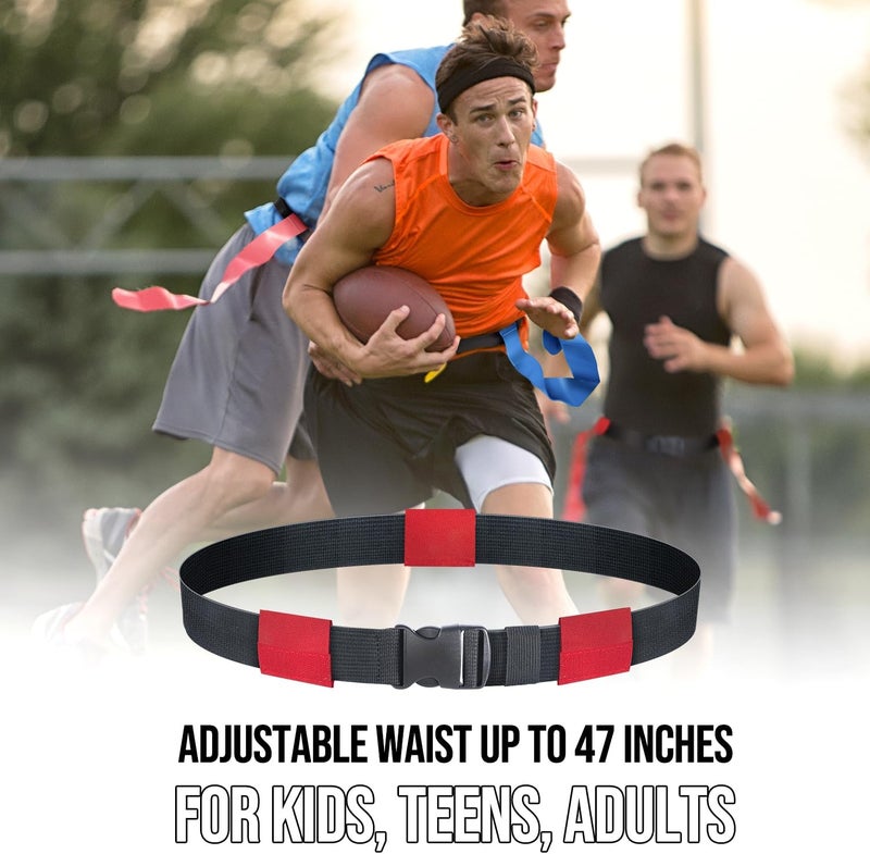 PLAYAPUT Flag Football Belts, 14 Player Adjustable Flag Football Set With 42 Football Flags,Size 3 Football, Pump and Storage Bag, Size Adjustable Up To 47 Inch Flag Football Belt For Kids,Youths,Adults - Image 5